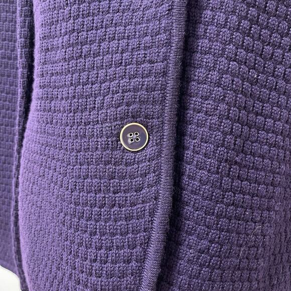 Talbots Womens Merino Wool Knit Blazer Cardigan Size M Royal Purple Academia - Picture 4 of 8